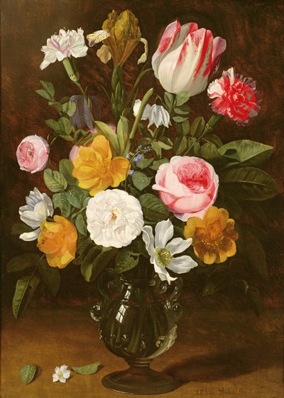 Stillleben mit Blumen in einer Glasvase von Jan Philip van Thielen